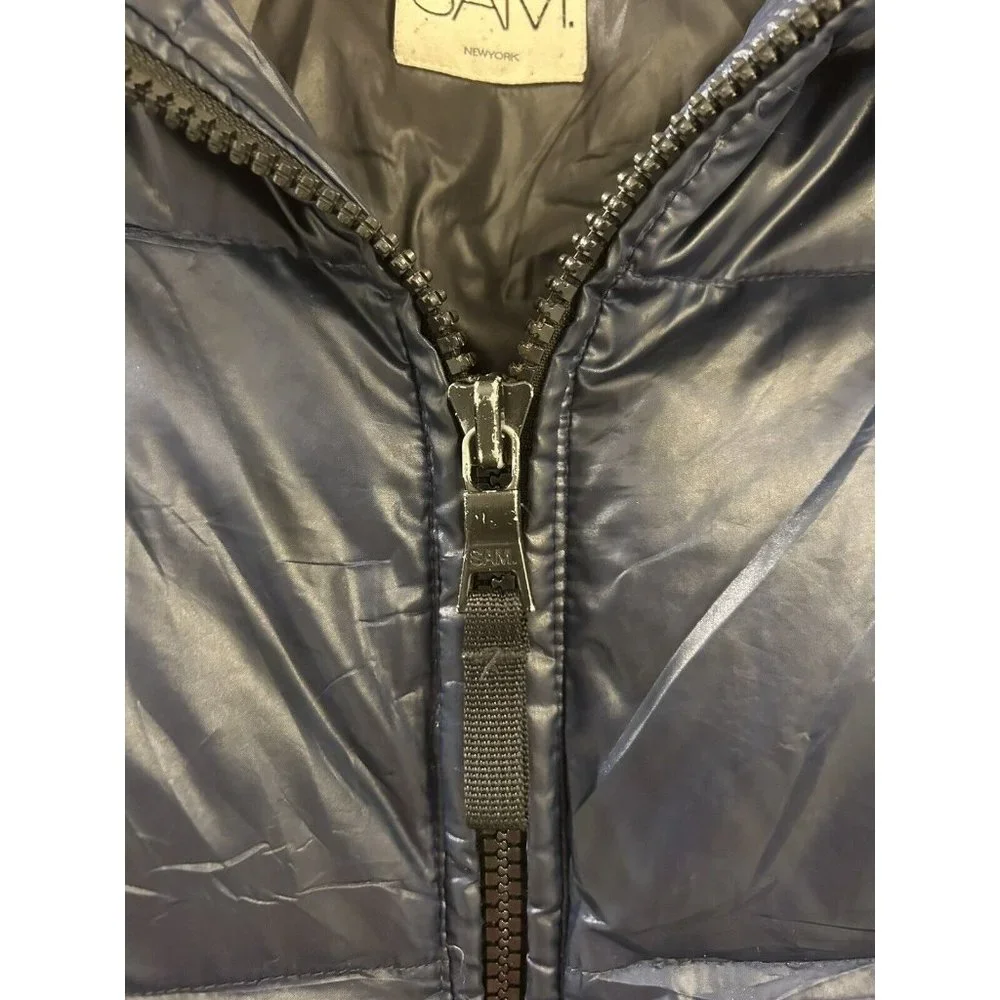 SAM Womens Down Puffer Jacket Black Raccoon Fur Trimmed Size XXS MSRP 450 - Picture 12 of 13